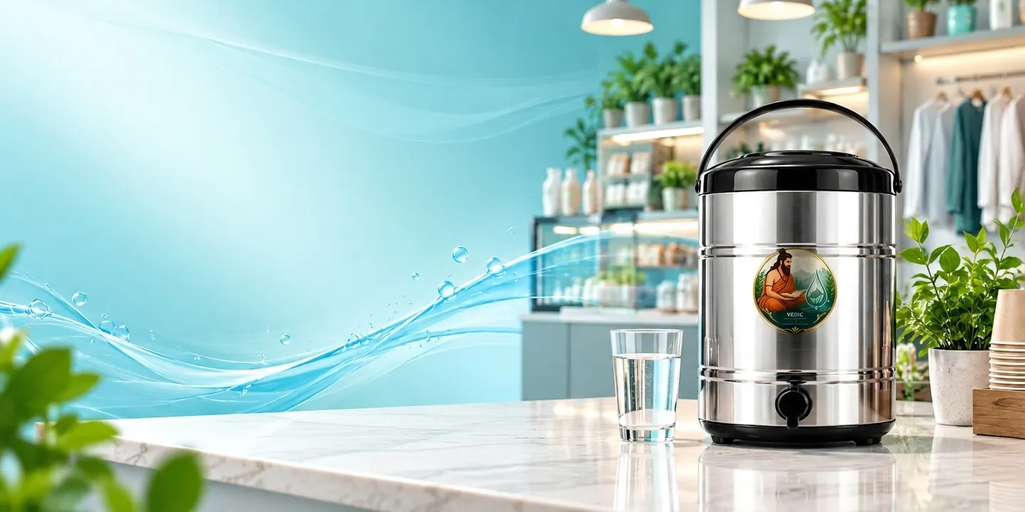Bright boutique studio with a water dispenser near the reception