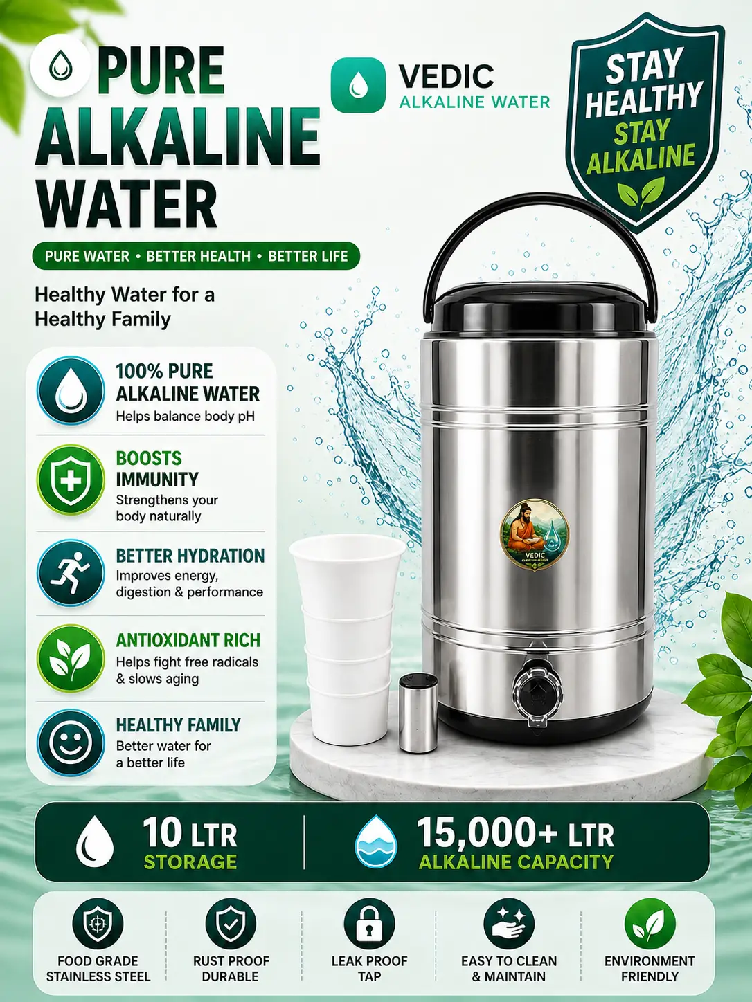 Pure alkaline water dispenser